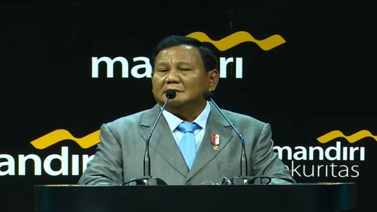 Prabowo Subianto saat berbicara Mandiri Investment Forum (MIF) 2024/ist