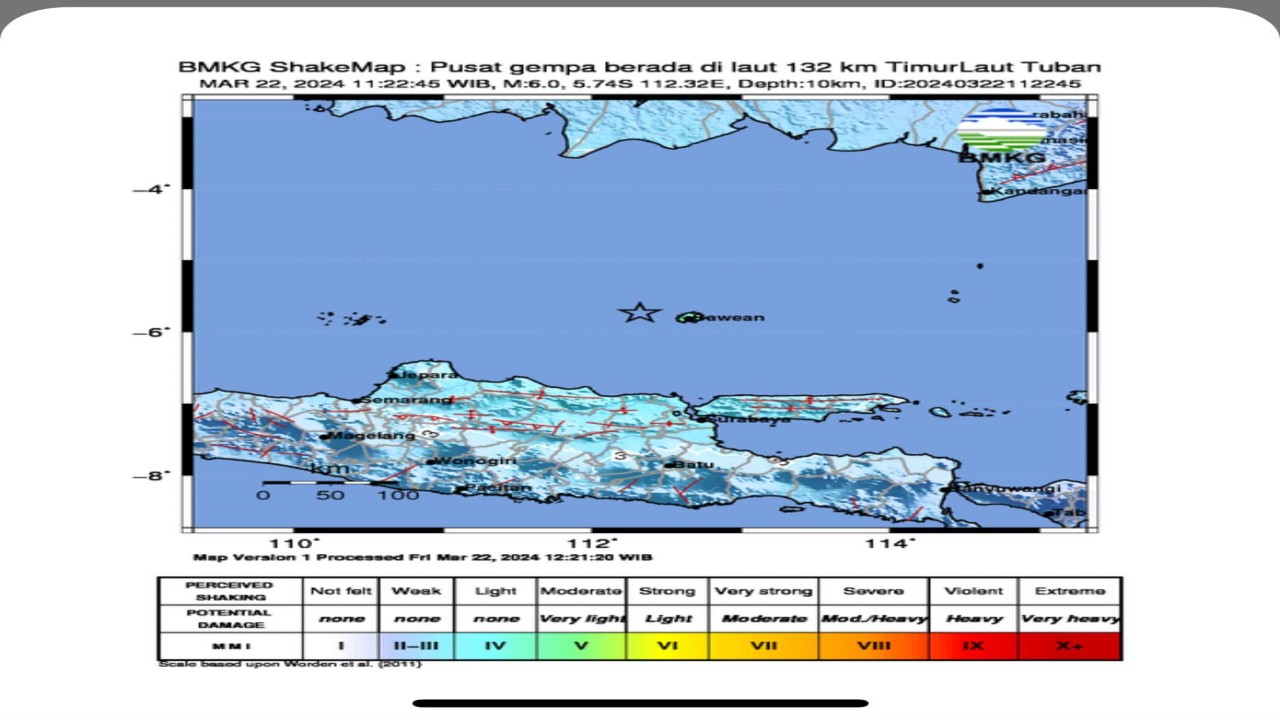 Lokasi Gempa di Tuban, Jawa Timur