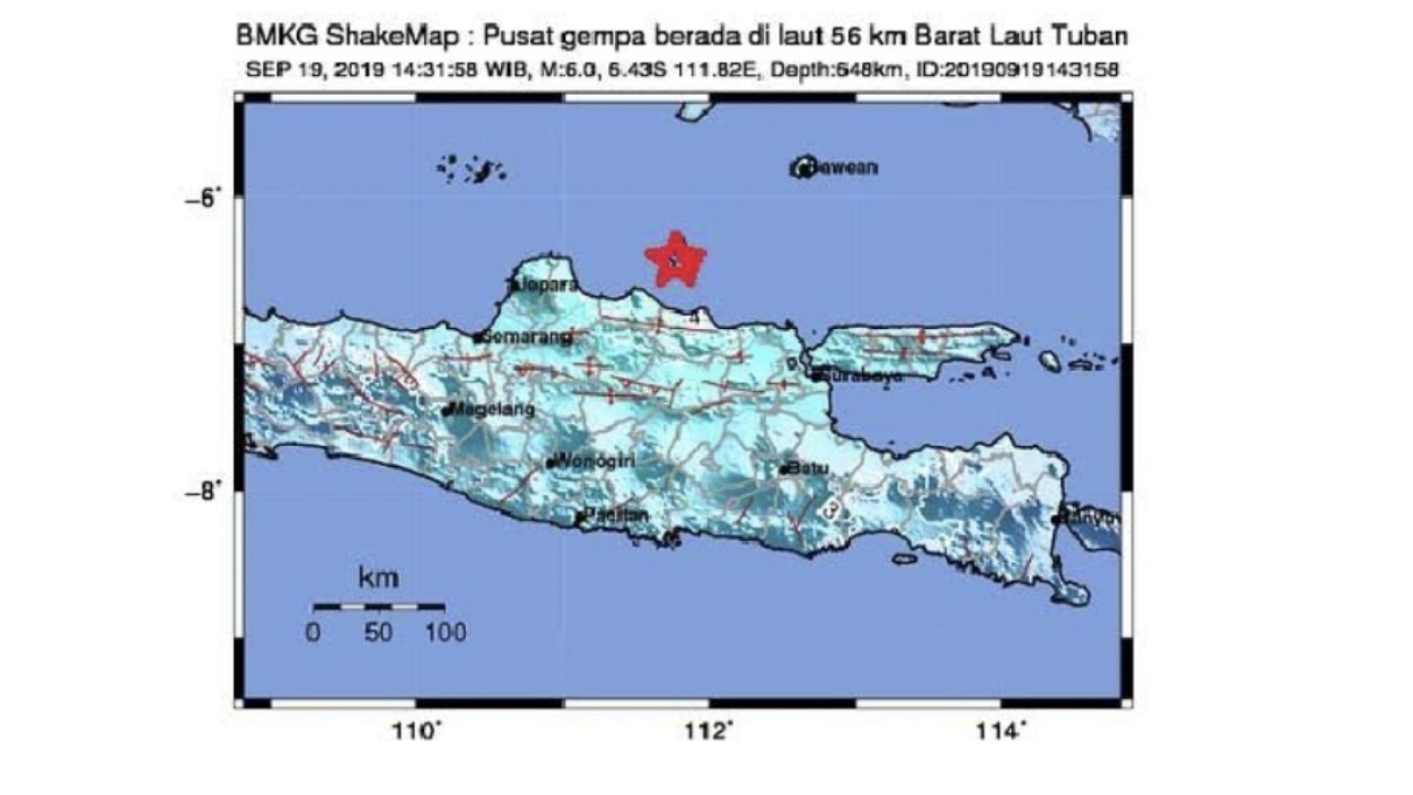 Gempa bumi mengguncang kawasan perairan timur Tuban