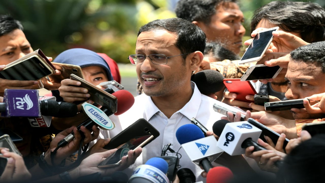 Mendikbudristek Nadiem Makarim memberikan keterangan pers/ist