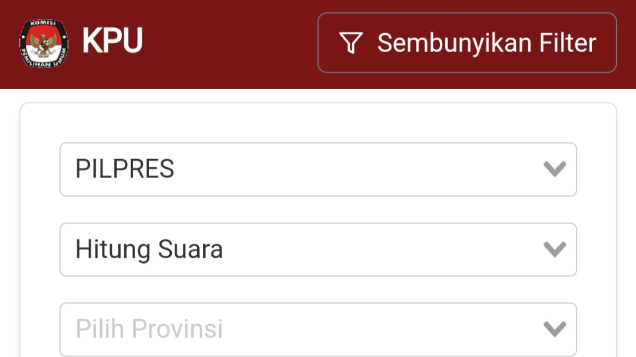 Tampilan situs KPU berubah