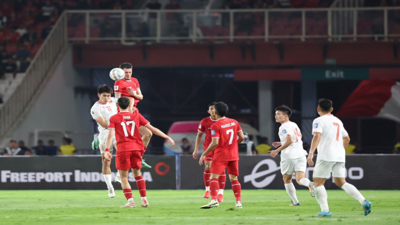 Timnas Indonesia saat bertemu Vietnam pada laga lanjutan Grup F Kualifikasi Piala Dunia 2026 zona Asia. (dok.PSSI)