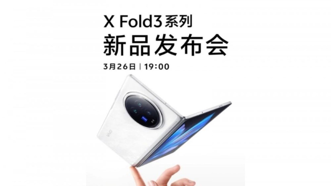 Bocoran poster resmi baru-baru ini mengungkapkan tanggal peluncuran seri Vivo X Fold 3.  (Foto: GSM Arena)