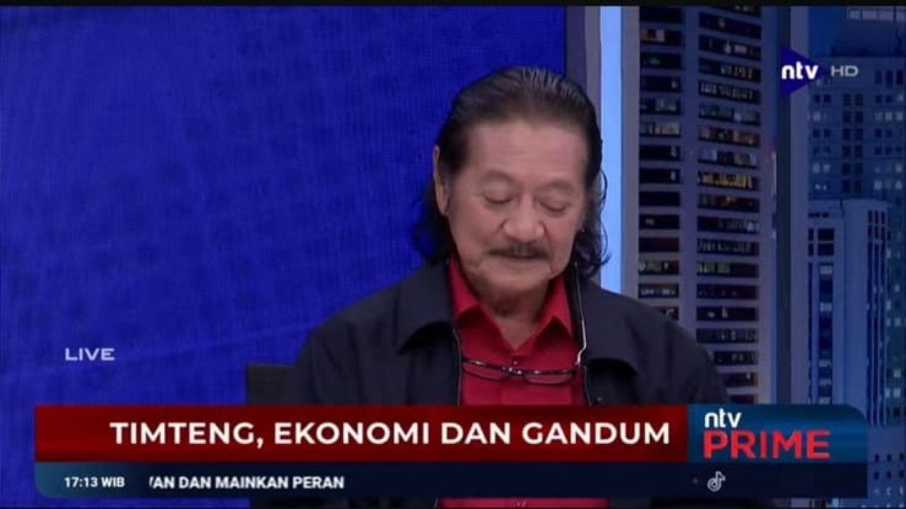 Ketua Umum Asosiasi Tepung Terigu Indonesia (Aptindo) Franciscus Welirang saat hadir sebagai narasumber dalam acara NTV Prime, Selasa (23/4/2024)