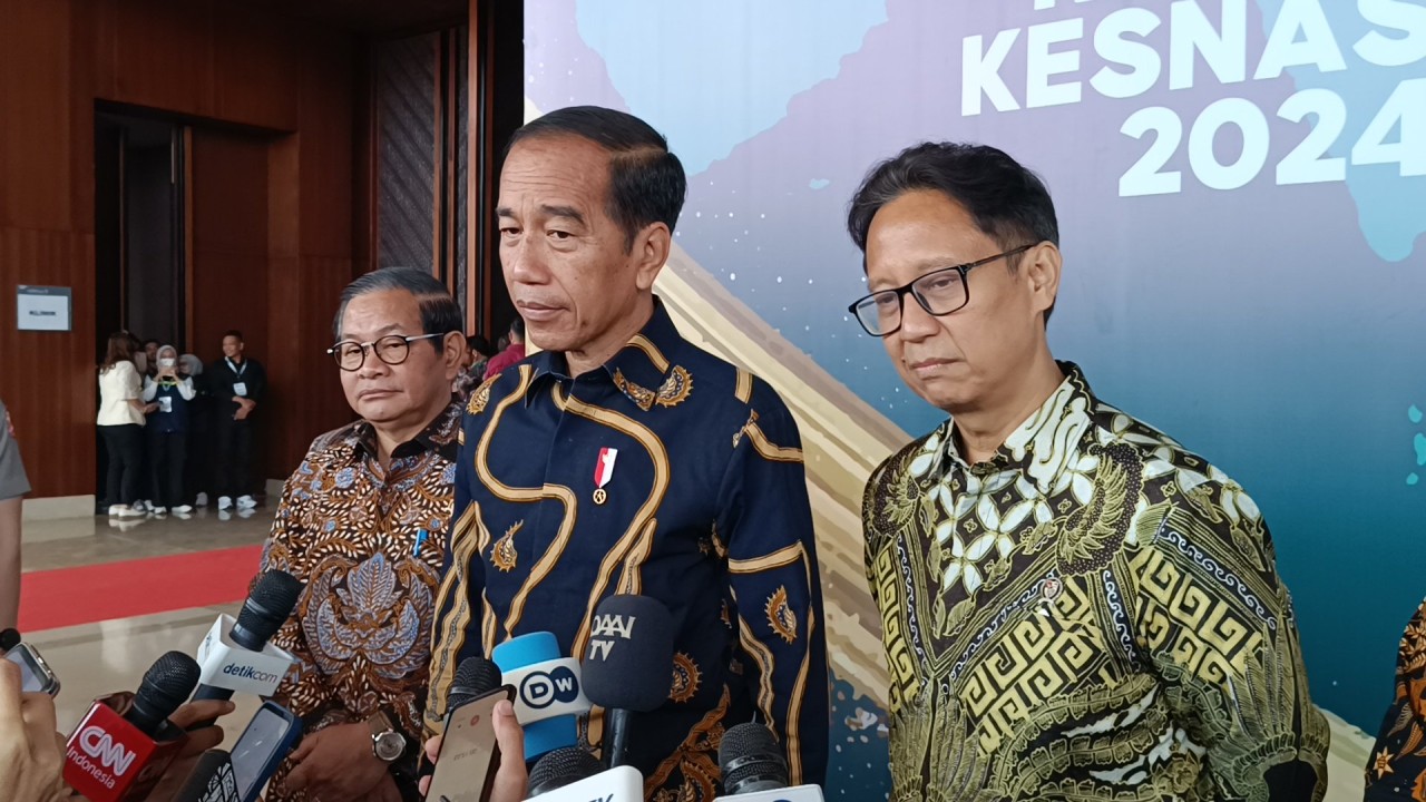 Presiden Joko Widodo (Jokowi) memberikan keterangan pers usai menghadiri Raker Kesnas di ICE BSD/ist