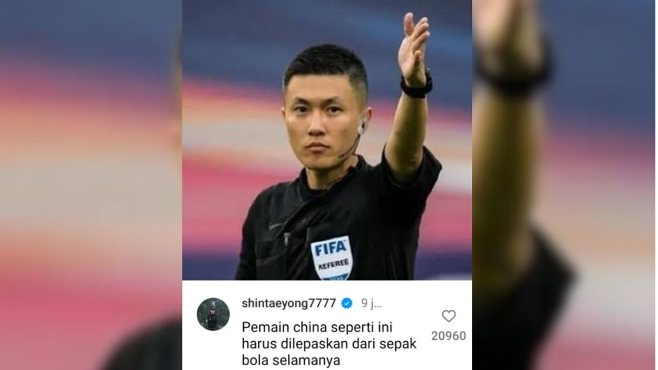 Pelatih Shin Tae-yong mengungkapkan kekecewaanya melalui kolom komentar di salah satu unggahan akun media sosial Instagram