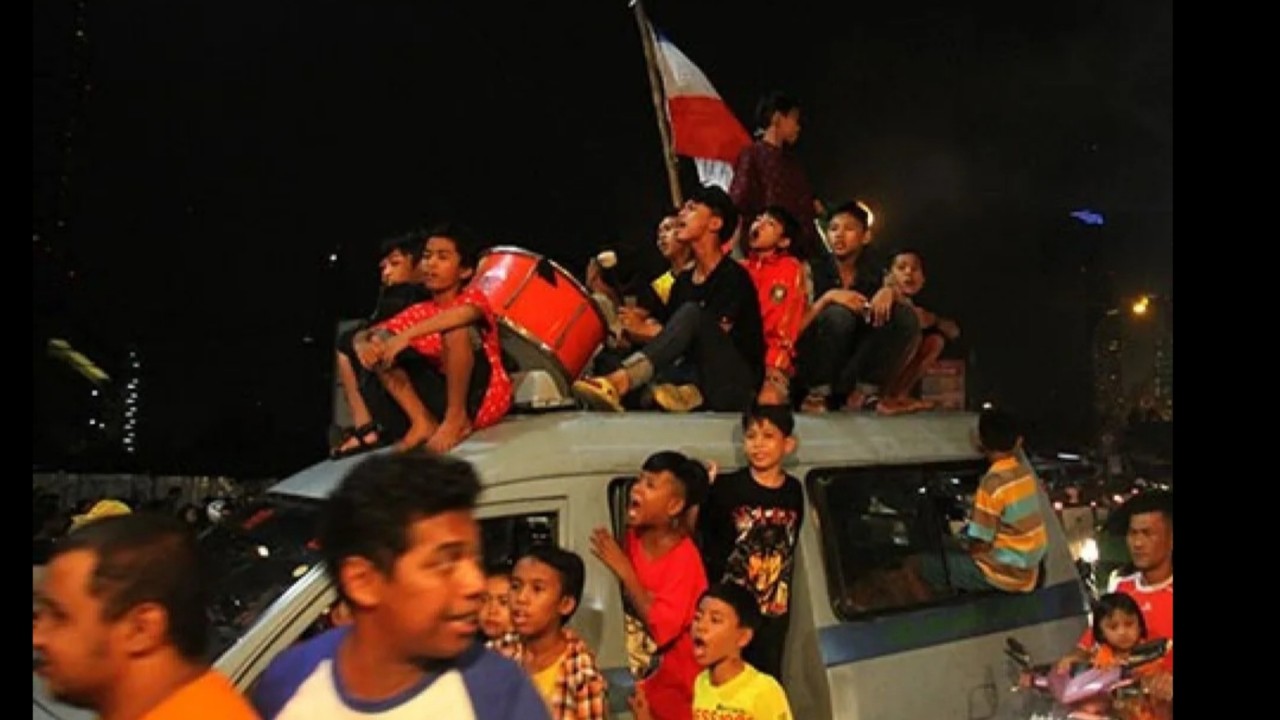 Suasana malam takbiran. (Antara)