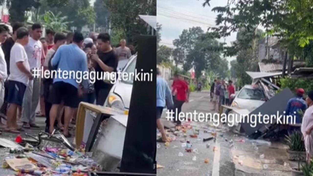 Mobil tabrak warung Madura (Instagram @lentengagungterkini)