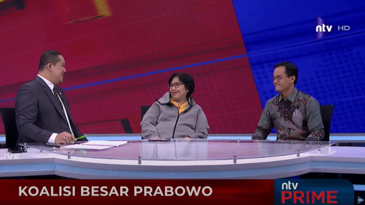 Ketua DPP Partai NasDem Irma Suryani Chaniago dan Pakar Komunikasi Politik UIN, Gun Gun Heryanto saat menjadi narasumber NTV Prime di Nusantara TV, Kamis (25/4/2024).