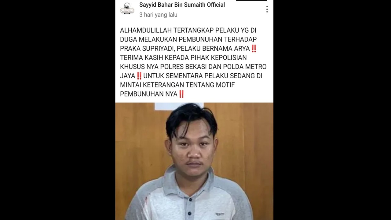 Pembunuh Praka Supriyadi. (kanal YouTube Habib Bahar bin Smith)