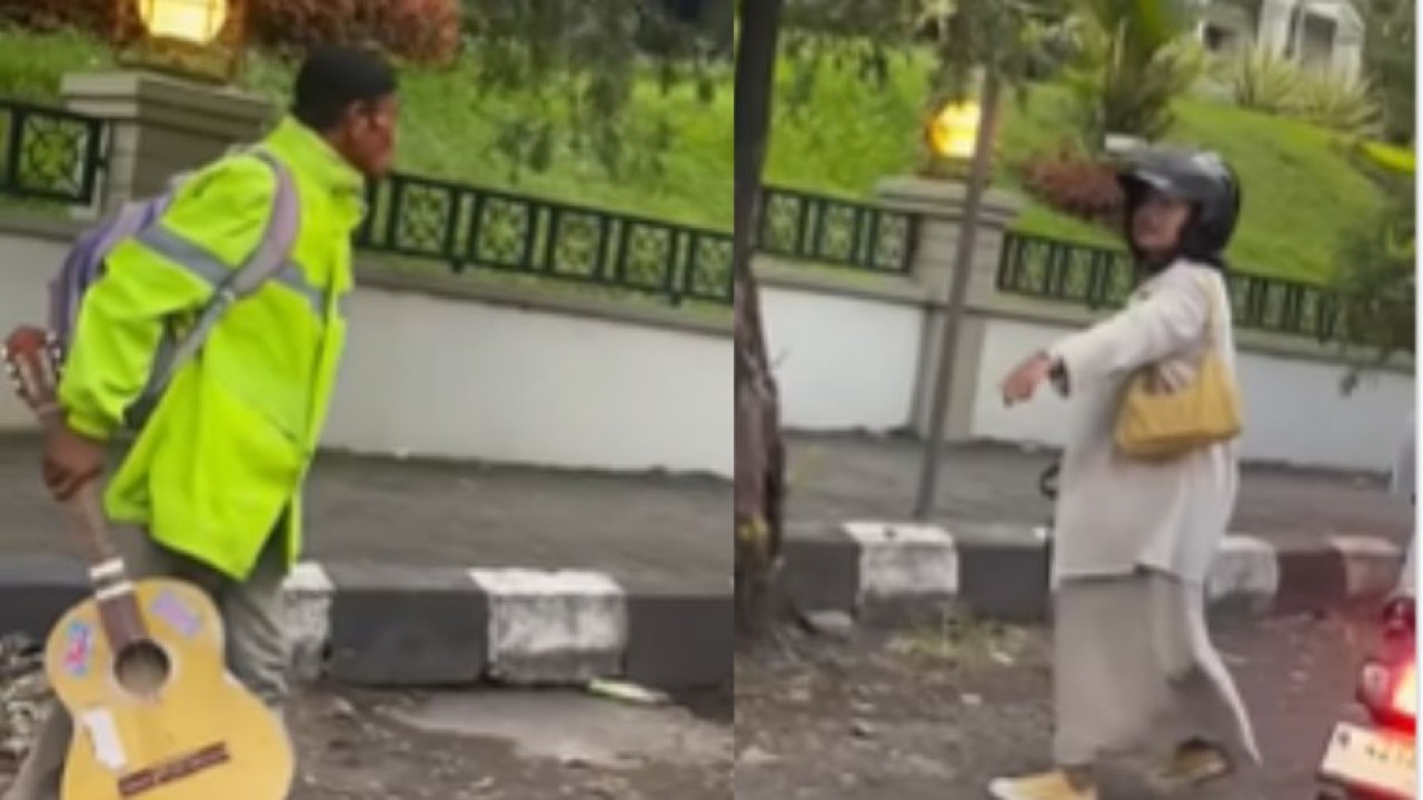 Pengamen Ngamuk Keplak Helm Pemotor  (Instagram @fakta.indo)