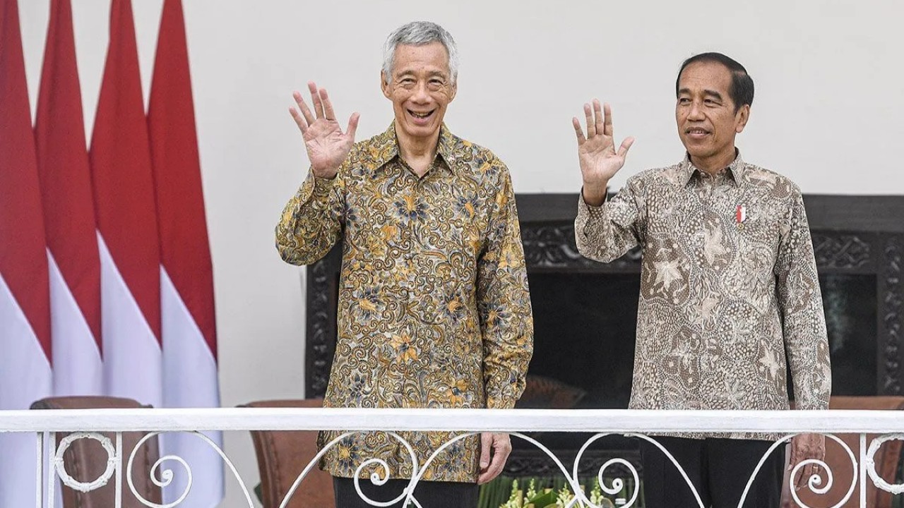 PM Singapura Lee Hsien Loong bersama Presiden Jokowi. (Antara)