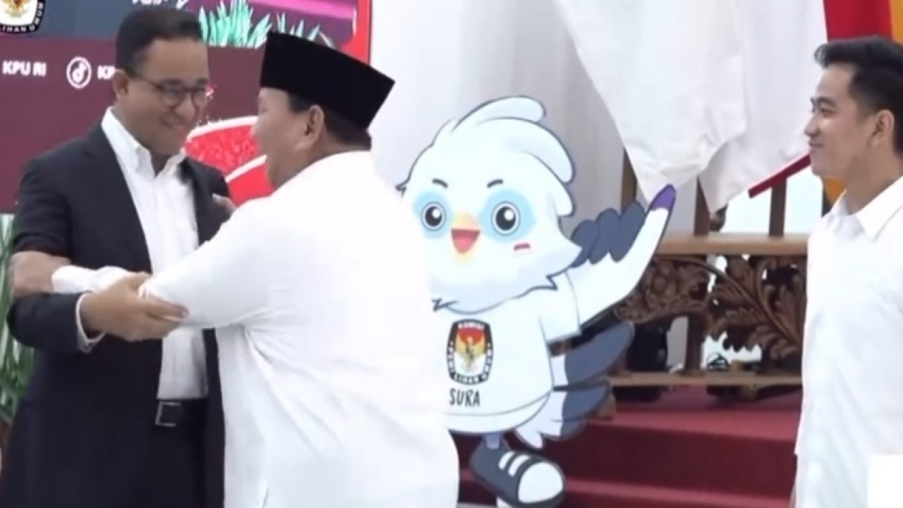 Prabowo saat terlihat gemas dengan Anies. (YouTube)