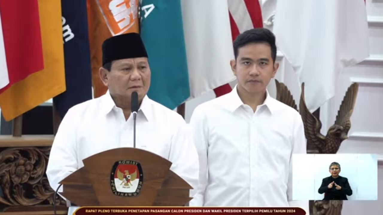 Presiden dan wakil presiden terpilih, Prabowo Subianto dan Gibran Rakabuming Raka. (YouTube)