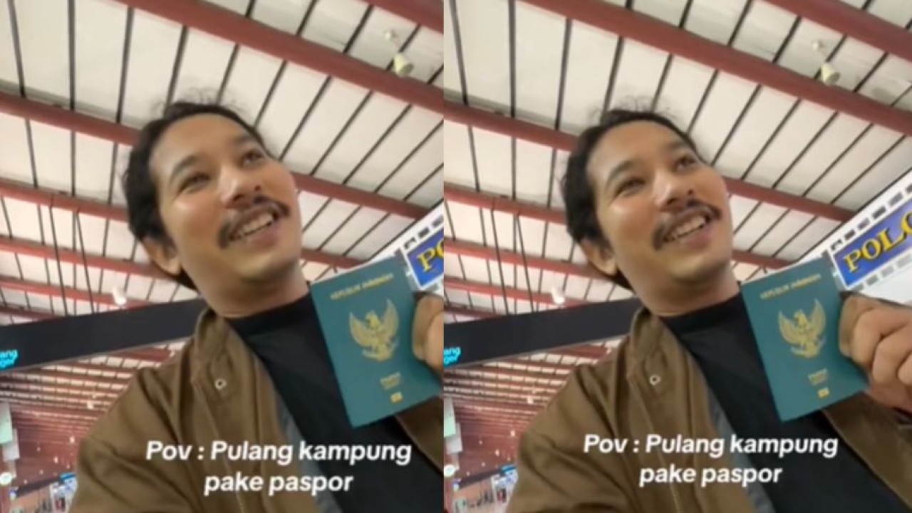 Pria Ini Pulang Kampung Pakai Paspor (TikTok)