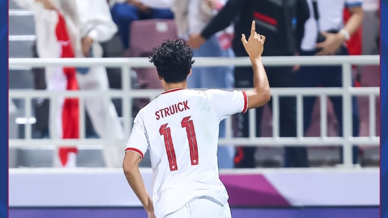 Selebrasi Rafael Struick di laga Indonesia vs Korsel U23