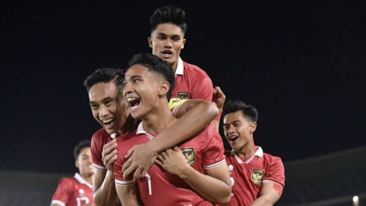 Selebrasi skuad Timnas Indonesia U-23