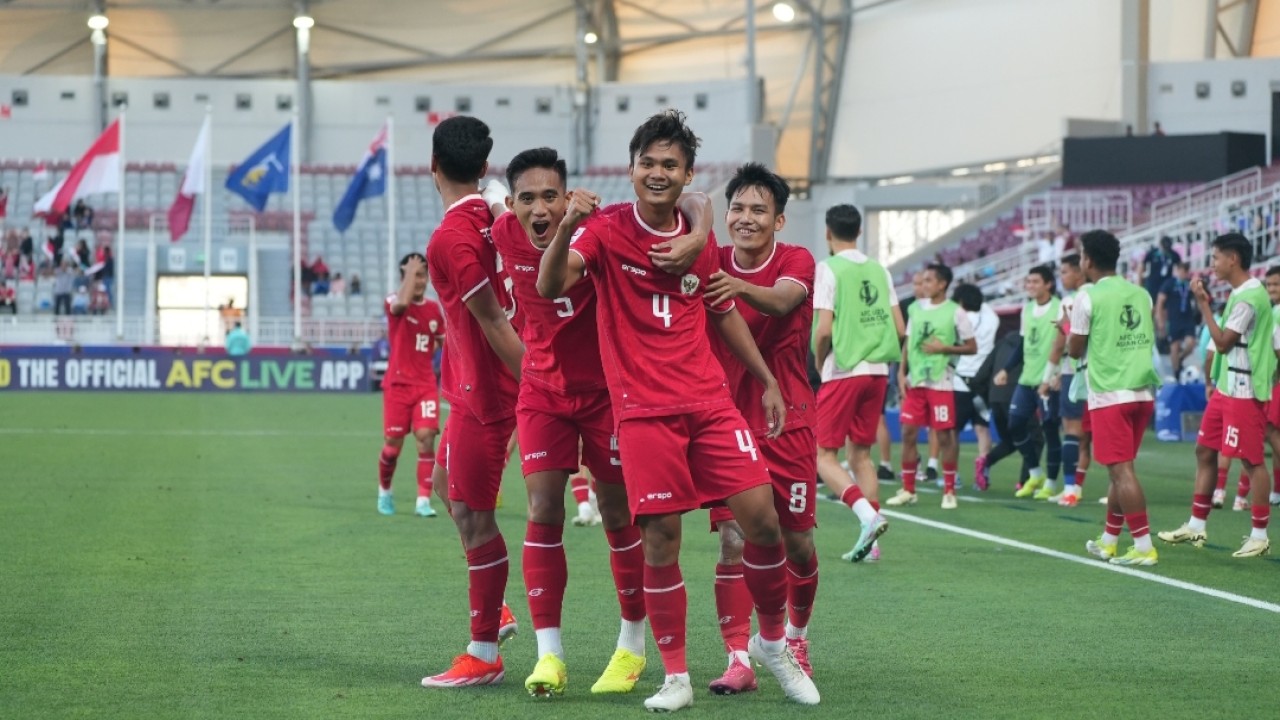 Selebrasi skuad Timnas Indonesia U-23