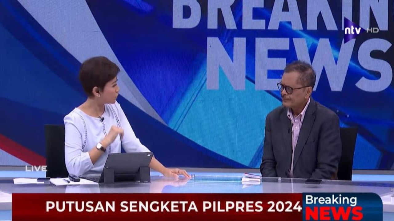 Pakar Hukum Tata Negara, Andi Asrun saat menjadi narasumber di Nusantara TV, Senin (22/4/2024).