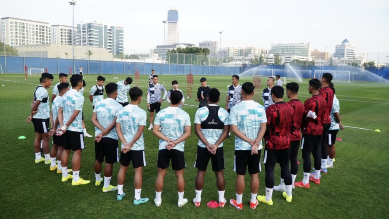Timnas Indonesia U-23 saat menjalani pemusatan latihan jelang tampil di Piala Asia U-23 Qatar