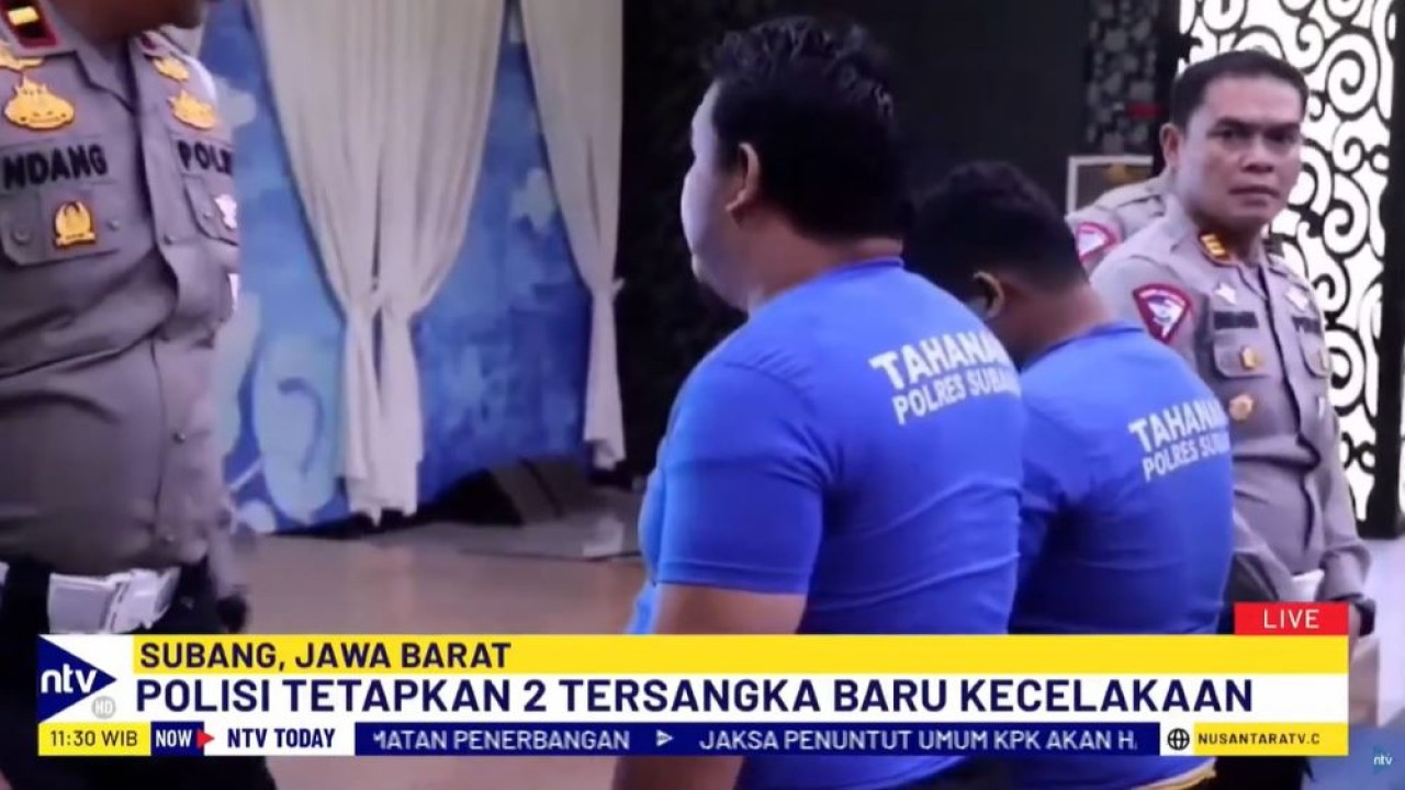 Polisi menetapkan dua tersangka baru dalam kecelakaan maut bus rombongan SMK Lingga Kencana Depok. Mereka alada AI pengusaha dan pemilik bengkel serta A sebagai pengelola PO bus.