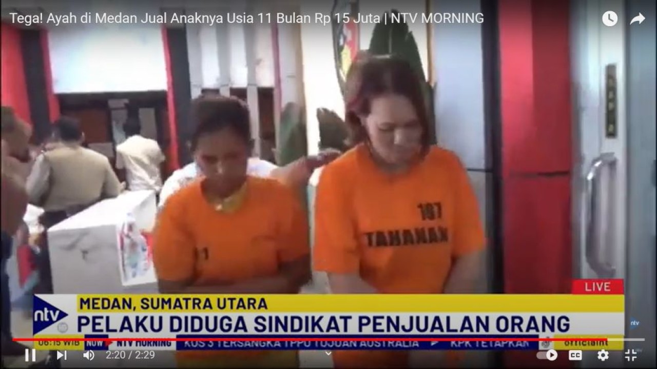 Kedua wanita tersangka praktik penjualan manusia dengan modus adopsi di Medan