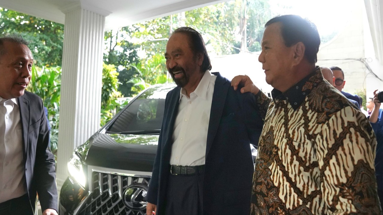 Pertemuan Surya Paloh dan Prabowo Subianto.