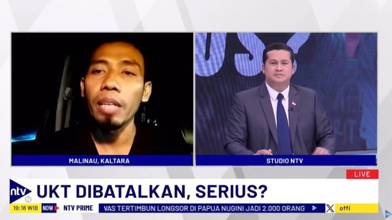 Koordinator Nasional Jaringan Pemantau Pendidikan Indonesia (JPPI), Ubaid Matraji saat menjadi narasumber dalam program NTV Prime di Nusantara TV, Senin (27/5/2024).