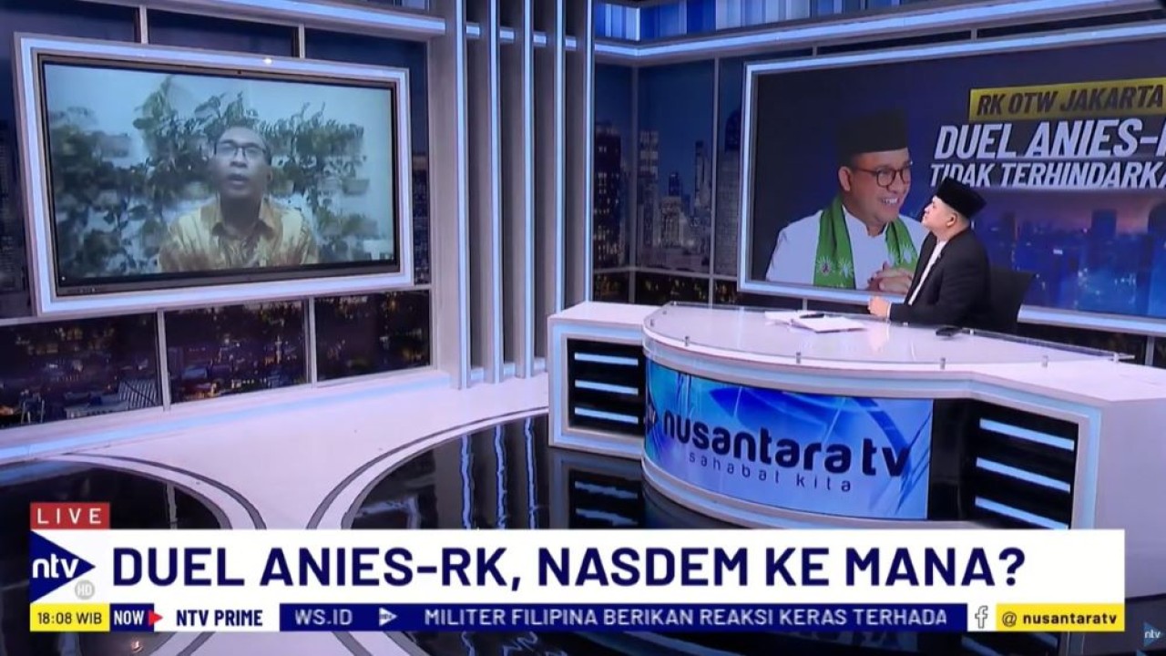 Direktur Eksekutif SMRC, Deni Irvani saat menjadi narasumber dalam program NTV Prime di Nusantara TV, Senin (17/6/2024).