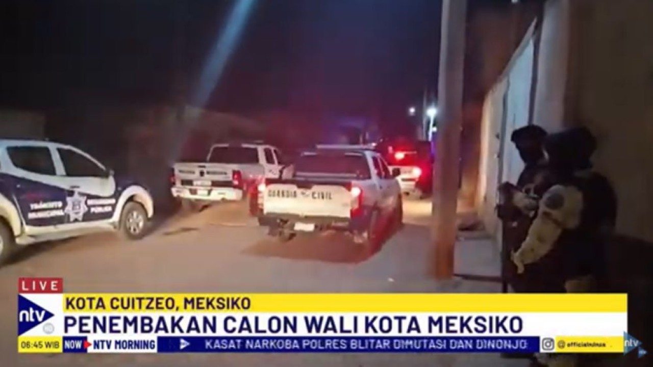 Polisi Meksiko mendatangi lokasi kejadian penembakan calon wali kota Cuitzeo/tangkapan layar NTV