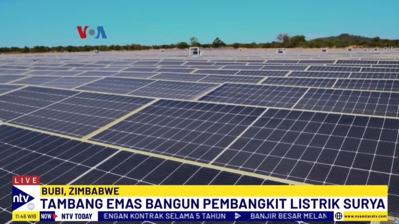 Tambang emas di Zimbabwe mengubah bekas tempat pembuangan limbahnya menjadi pembangkit listrik tenaga surya (PLTS).