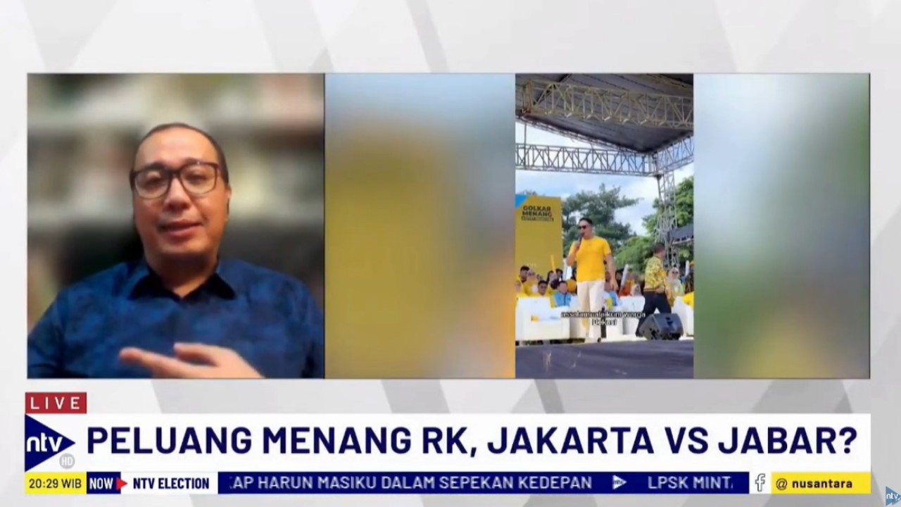 Pakar Komunikasi Politik Universitas Padjajaran (Unpad), Kunto Adi Wibowo saat menjadi narasumber dalam program NTV Election di Nusantara TV, Selasa (11/6/2024).