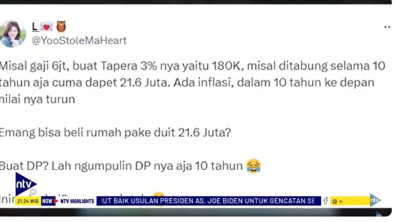 Warganet membuat hitung-hitungan apakah potongan Tapera bisa membeli sebuah rumah dalam jangka waktu ideal