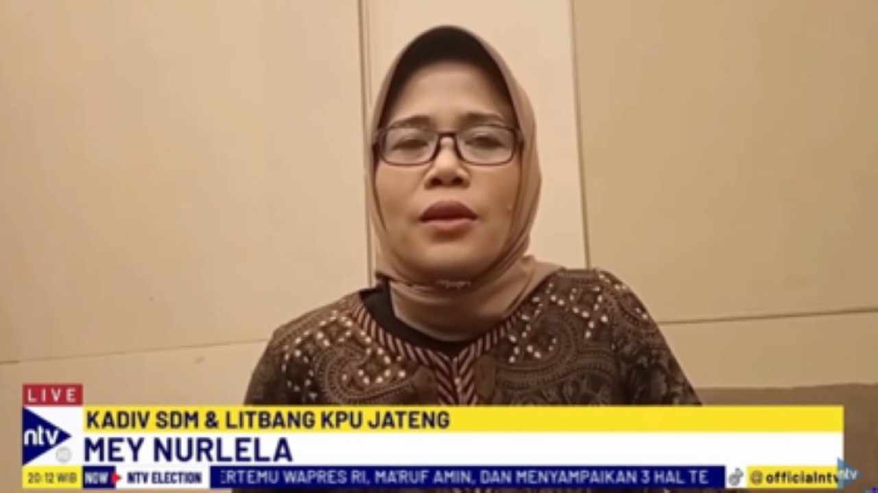 Kadiv SDM dan Litbang  KPU Jateng Mey Nurlela/tangkapan layar NTV