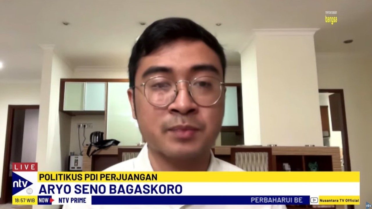 Politikus PDI Perjuangan Aryo Seno Bagaskoro saat menjadi narasumber program Dialog NTV Prime di Nusantara TV, Selasa (27/8/2024).