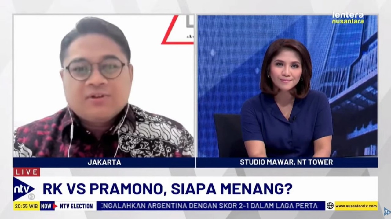 Pengamat politik Yoes Kenawas saat menjadi narasumber dalam program Dialog NTV Election di Nusantara TV, Rabu (28/8/2024).