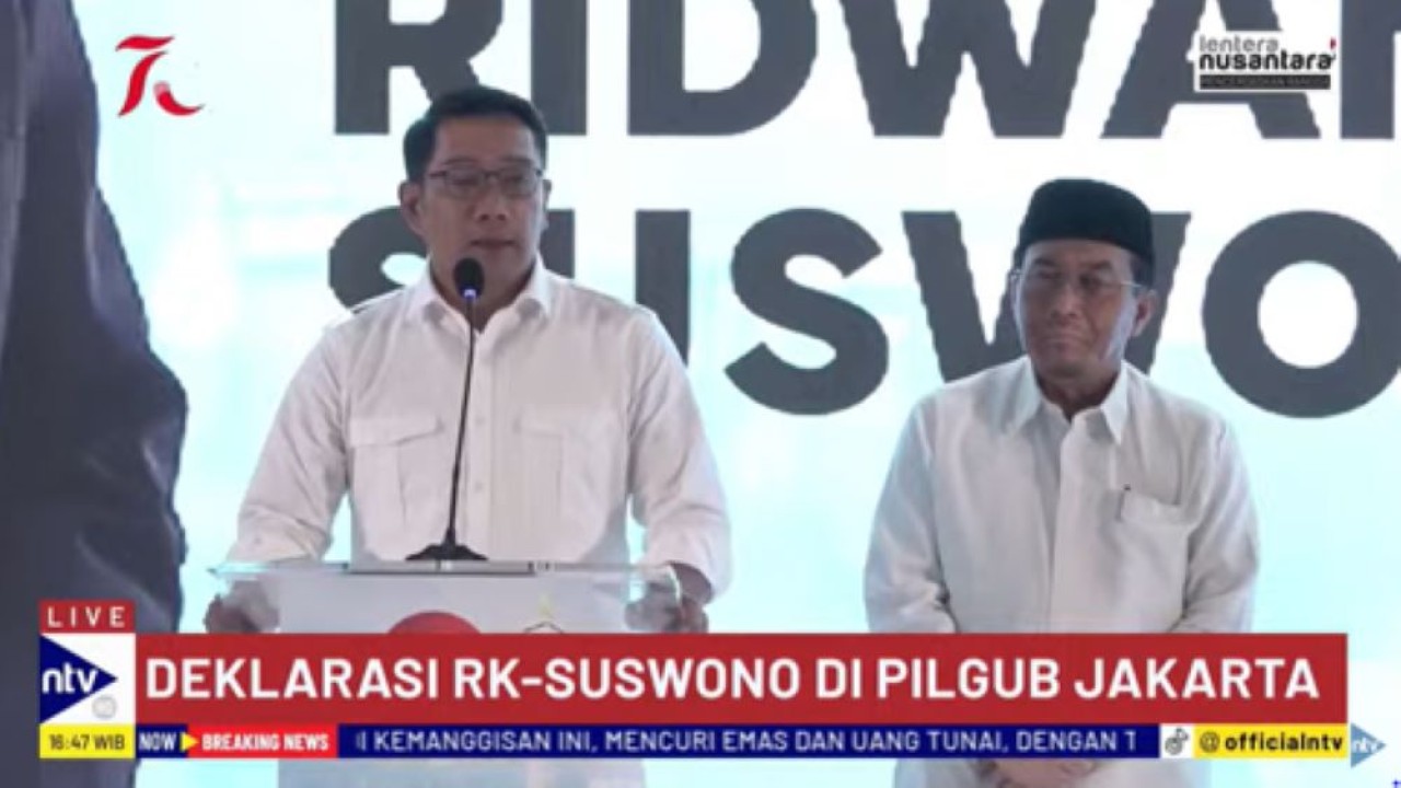 Ridwan Kamil-Suswono resmi diusung 12 partai sebagai bakal pasangan calon pada Pemilihan Gubernur dan Wakil Gubernur Jakarta 2024