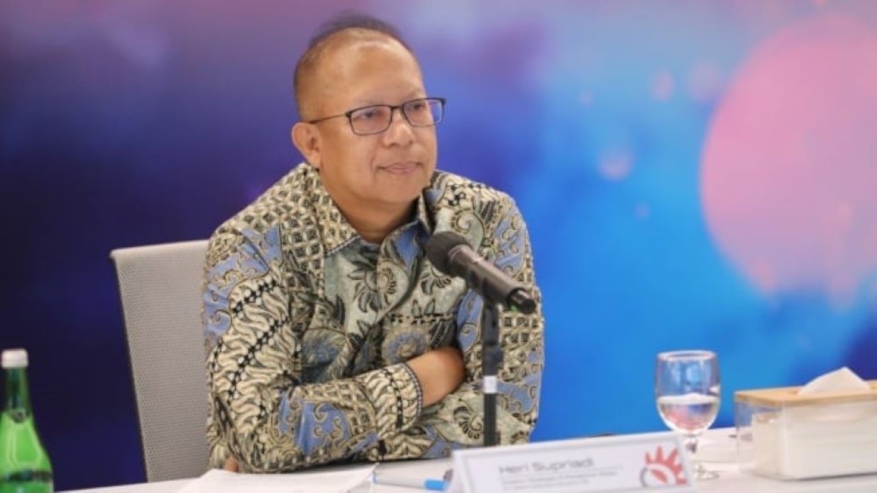 Direktur Keuangan dan Manajemen Risiko Telkom Heri Supriadi dalam acara Public Expose Live 2024 di Jakarta, Senin (26/8). (Foto: Istimewa/Telkom)