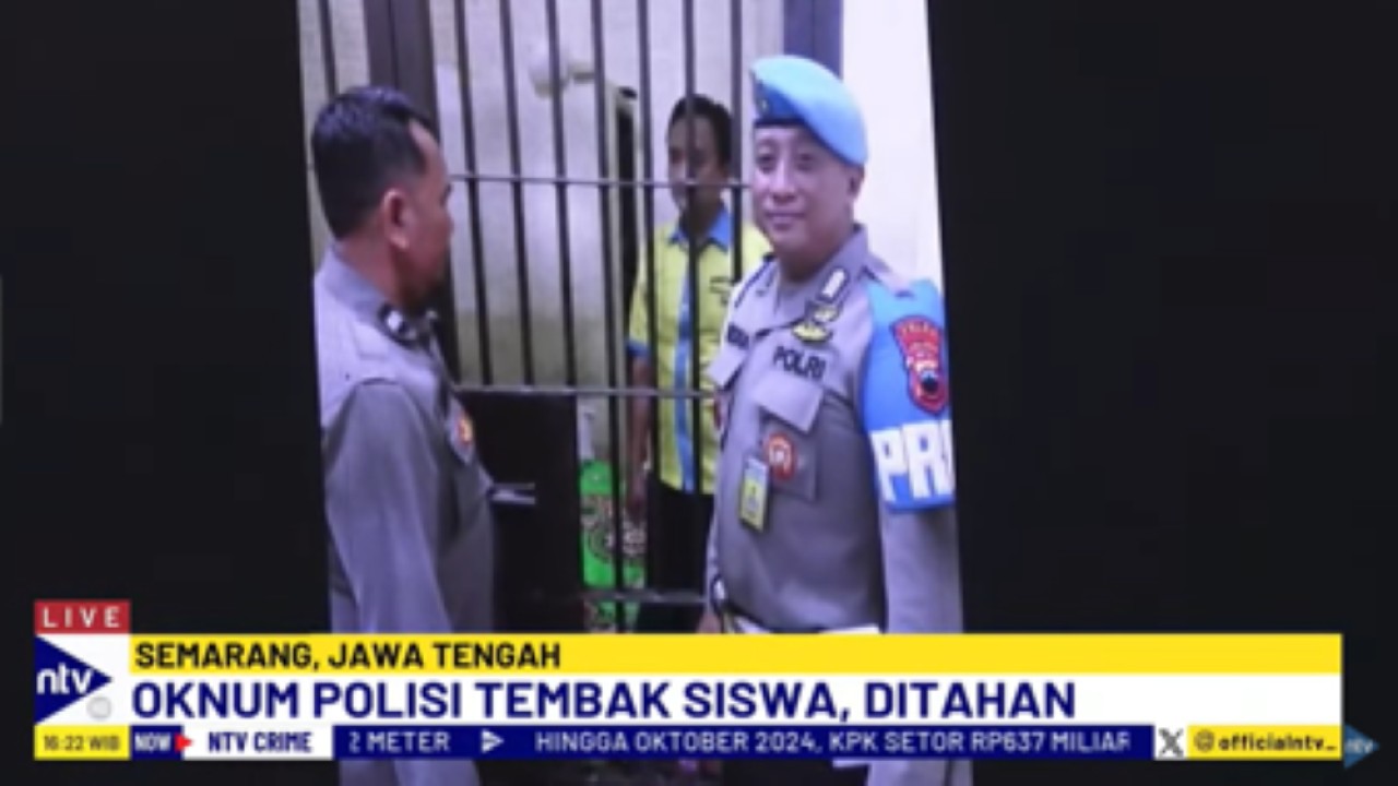 Oknum polisi Aipda R yang diduga menembak seorang siswa hingga tewas di Semarang dijebloskan ke tahanan