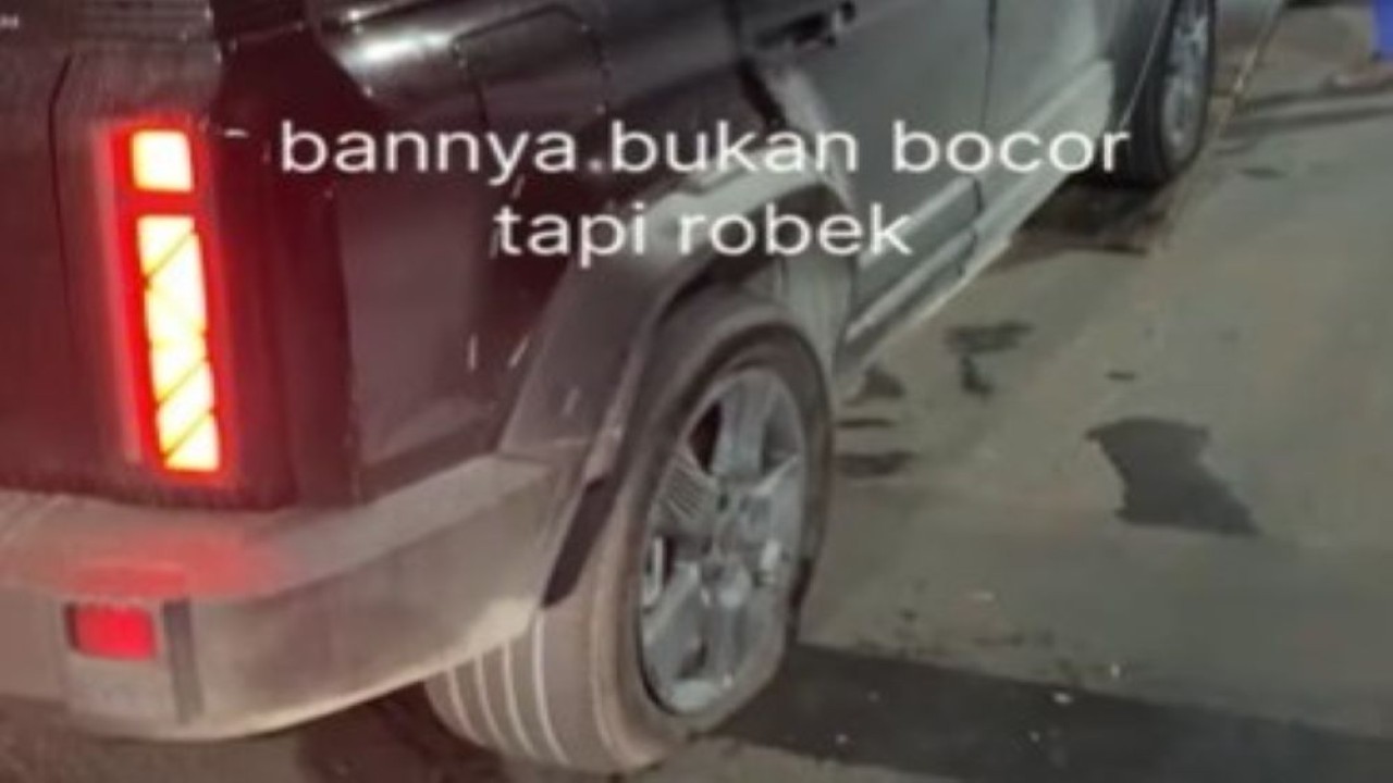 Pemilik Chery J6 mengeluhkan ban Ppecah setelah tiga hari digunakan. (Foto: Tangkapan layar Instagram @kevinyowilliam)
