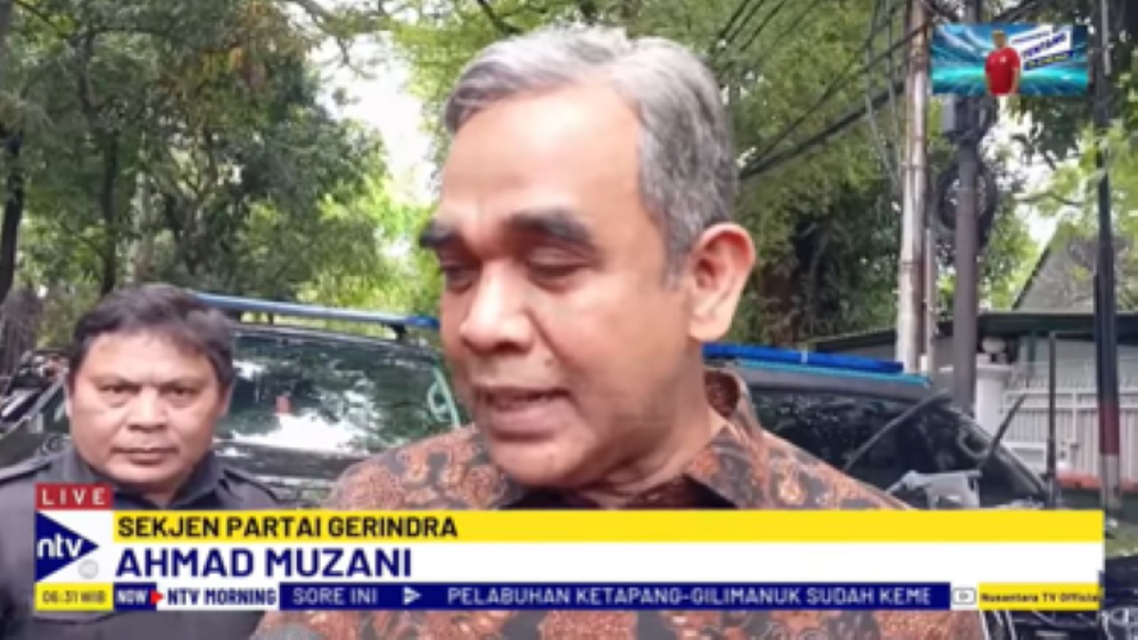 Sekjen Partai Gerindra Ahmad Muzani usai menemui Megawati untuk berlebaran