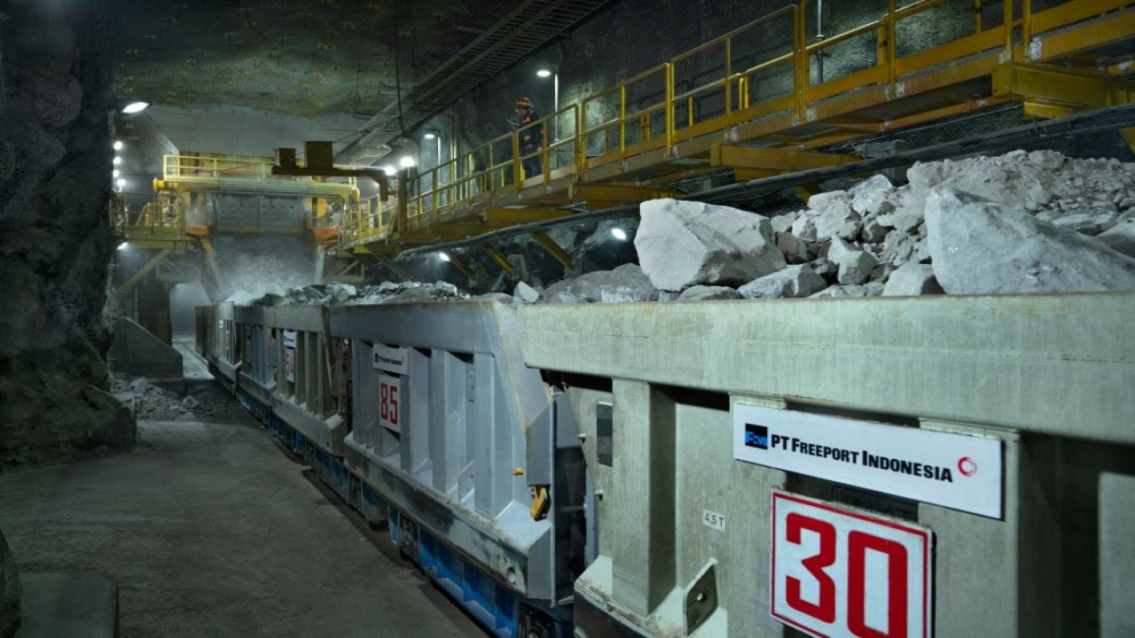 Area tambang bawah tanah Grasberg Block Cave (GBC) PT Freeport Indonesia. Pada 2024 PTFI berhasil memproduksi tembaga 1,8 miliar pound serta 1,86 juta ounces emas/Foto: Istimewa