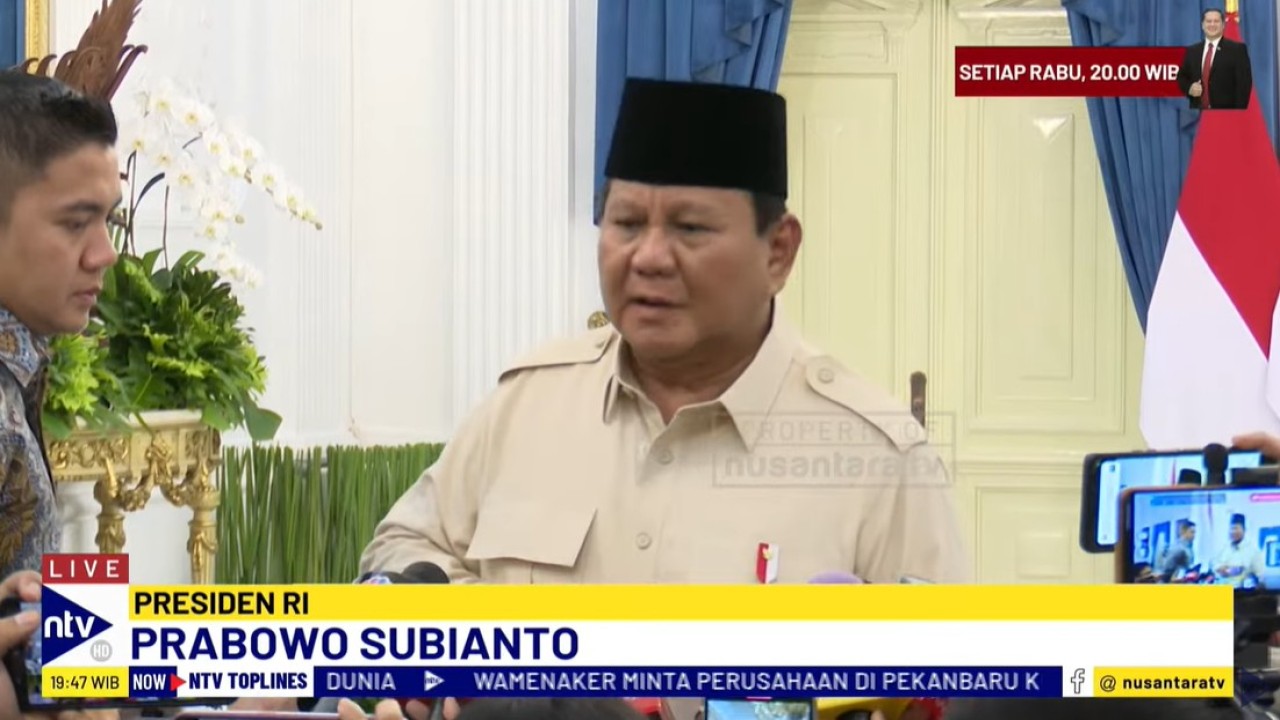 Presiden Prabowo Subianto. (Foto: Tangkapan layar)