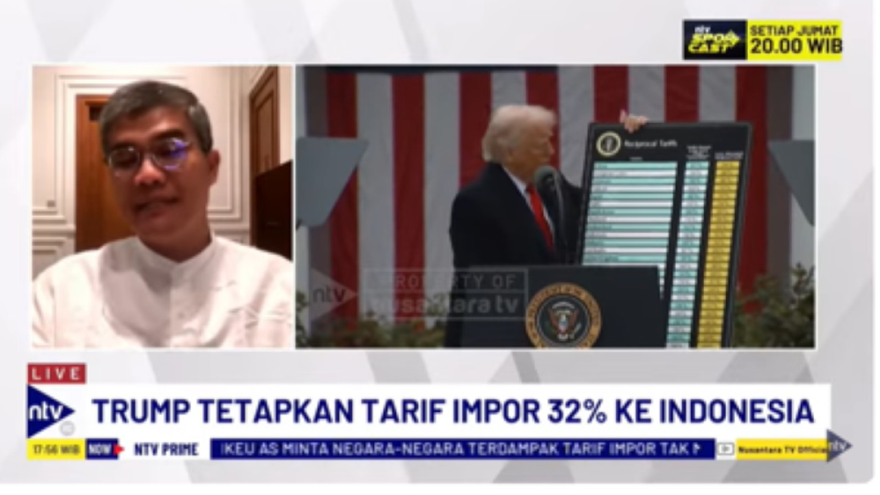 Ekonom Universitas Paramadina, Wijayanto Samirin dalam dialog NTV Prime di Nusantara TV membahas dampak kebijakan tarif impor AS terhadap Indonesia