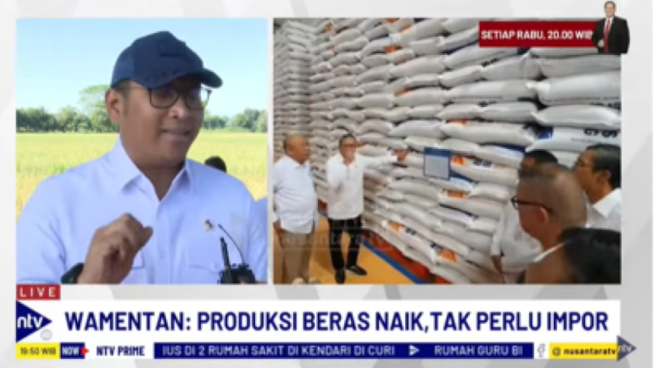 Wamentan Sudaryono dalam wawancara khsusus bersama Wakil Pemimpin Redaksi Abraham Silaban saat menghadiri panen raya di Majalengka, Jawa Barat yang dipimpin langsung Presiden Prabowo Subianto