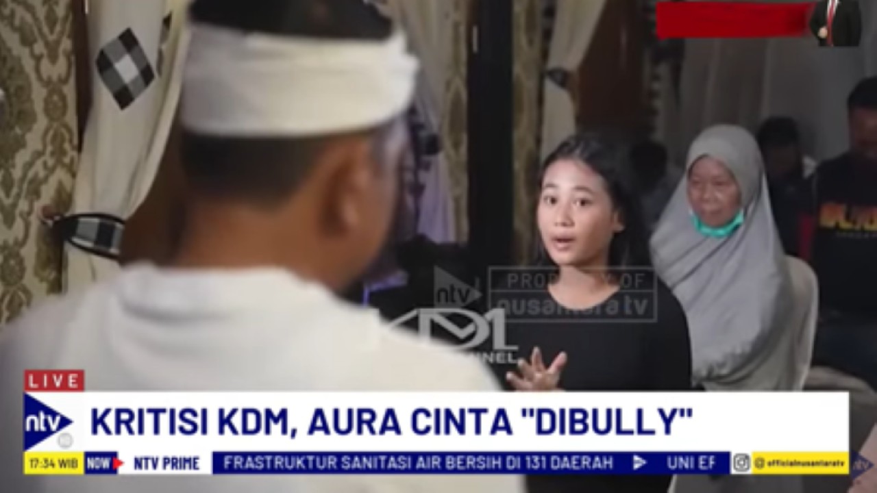 Egalita Aurelia Devi Artamevia atau Aura Cinta saat berdebat dengan Gubernur Jawa Barat, Dedi Mulyadi soal larangan acara wisuda siswa