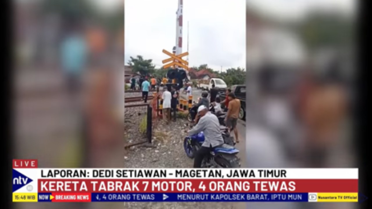Lokasi kecelakaan kereta tabrak 7 motor di Magetan yang menewaskan 4 orang