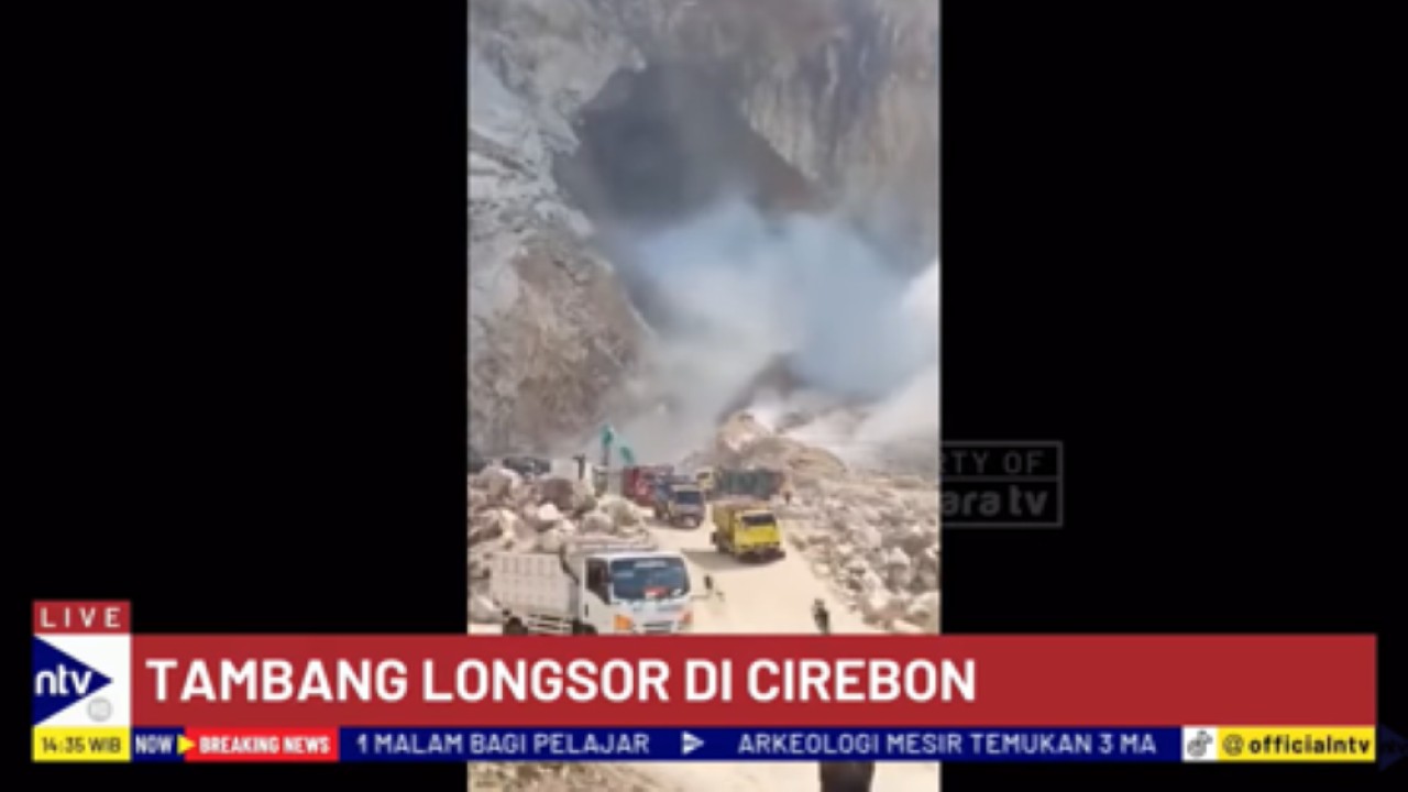 Tambang batu di Gunung Batu, Cirebon longsor dan menimbun puluhan orang