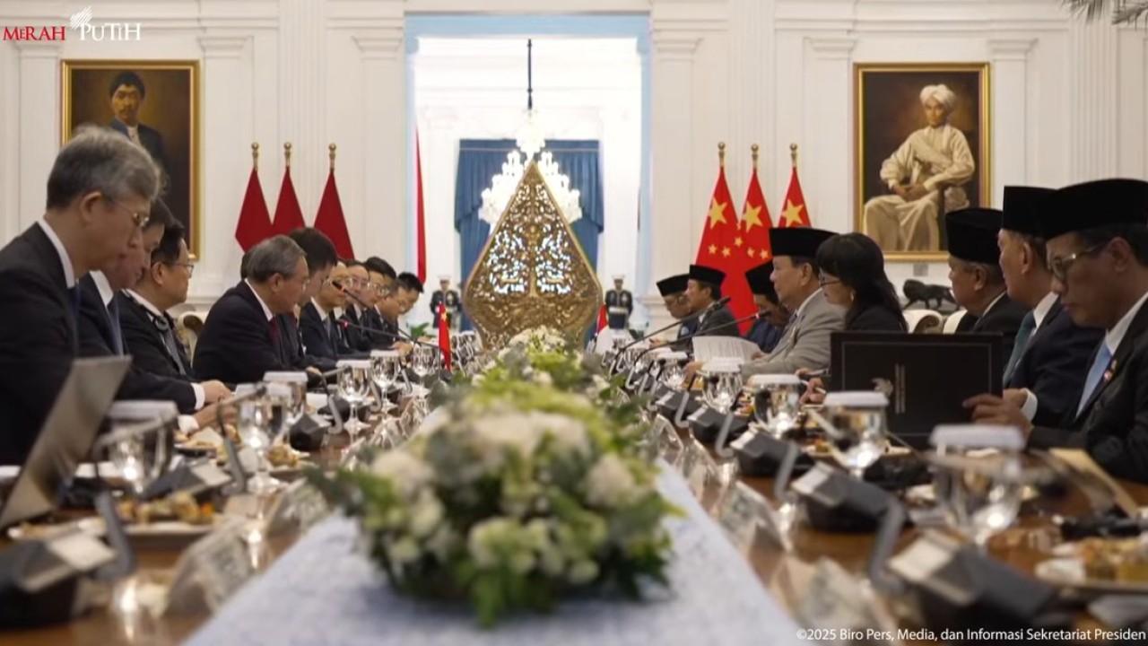 Kunjungan resmi PM Tiongkok Li Qiang, di Istana Merdeka, 25 Mei 2025. (Foto: Tangkapan layar YouTube Sekretariat Presiden)
