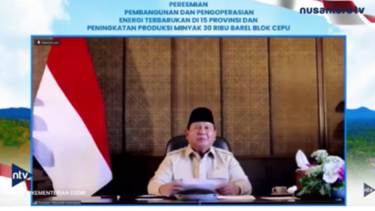 Presiden Prabowo Subianto meresmikan secara hybrid Pembangunan dan Pengoperasian Energi Terbarukan di 15 Provinsi dan Peningkatan Produksi Minyak 30 Ribu Barel Blok Cepu